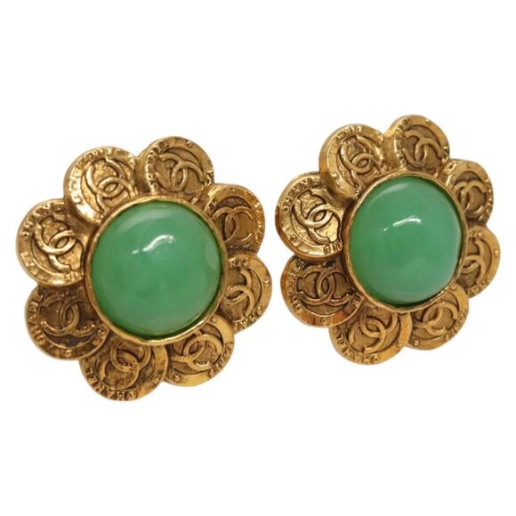 CHANEL Earring metal Gold CC Auth bs25806 - Picture 1 of 10